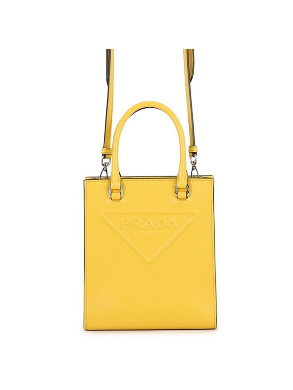 Prada Handbag Embossed Triangle Logo Mini Leather 2-Way